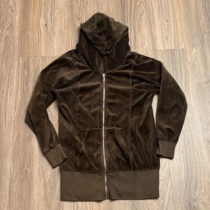 Vintage Juicy Couture Dark Brown Velour Hoodie large